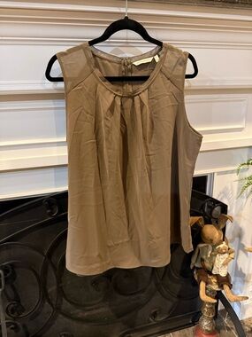 Soft Surroundings Taupe Pleated Sleeveless Camisole